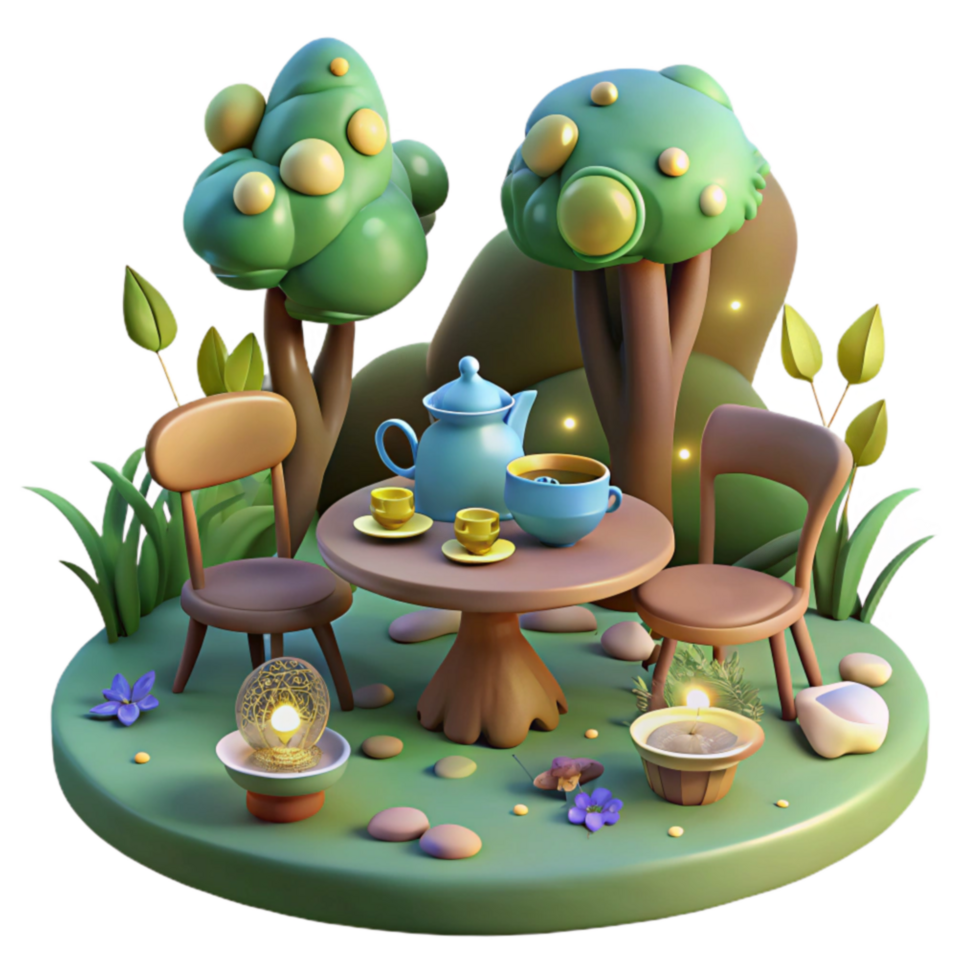 Tea Time in a Whimsical Garden png