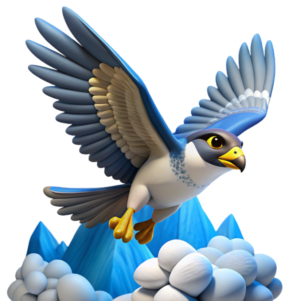 Cartoon Falcon Soaring Over Icy Peaks png