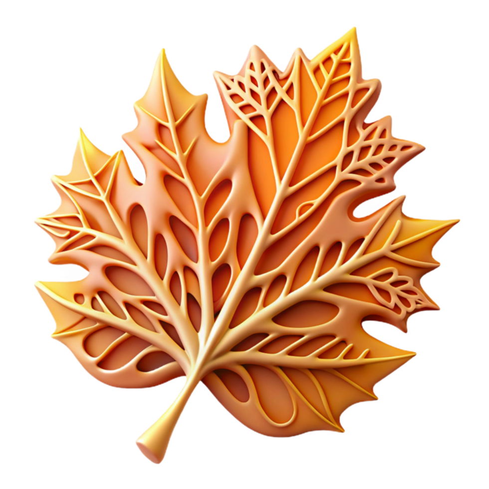 Intricate Autumn Leaf Design 3D Render png