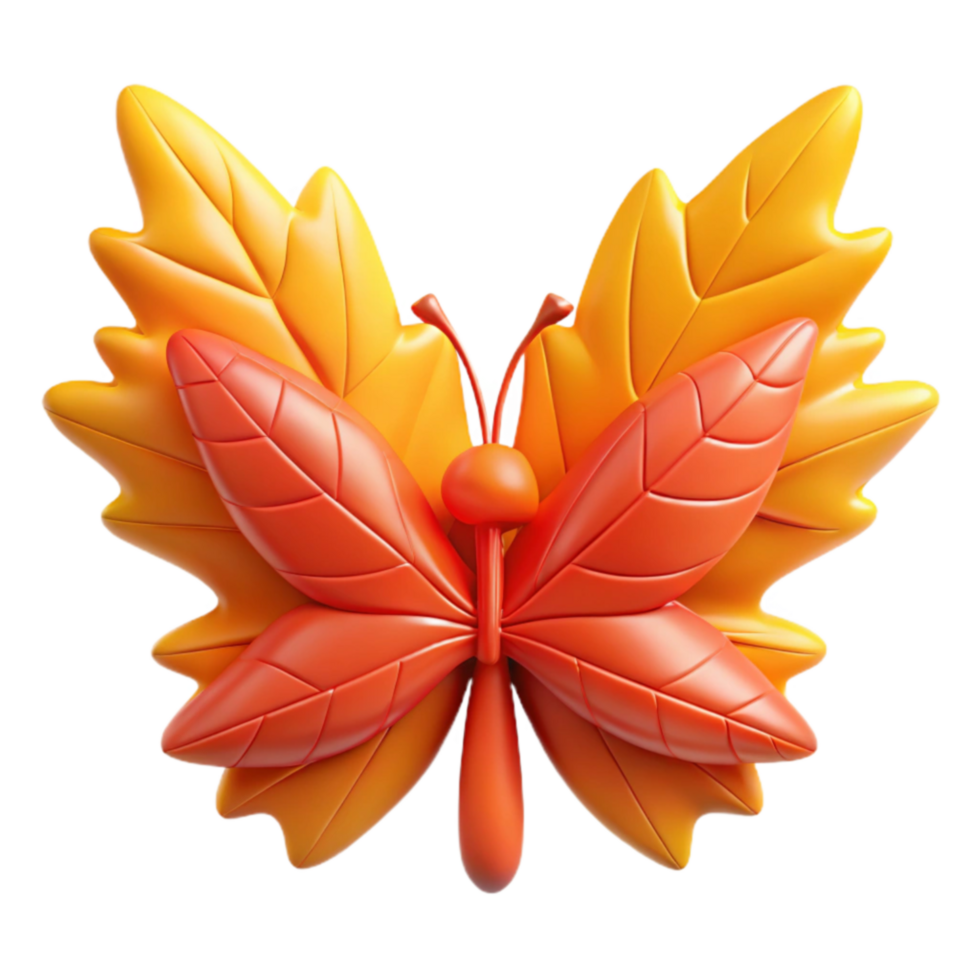 Autumn Leaf Butterfly 3D Render of Fall Insect png