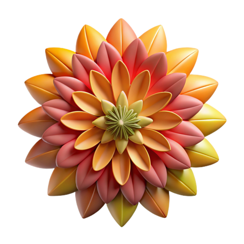 Abstract 3D Floral Design Layers of Petals in Warm Hues png