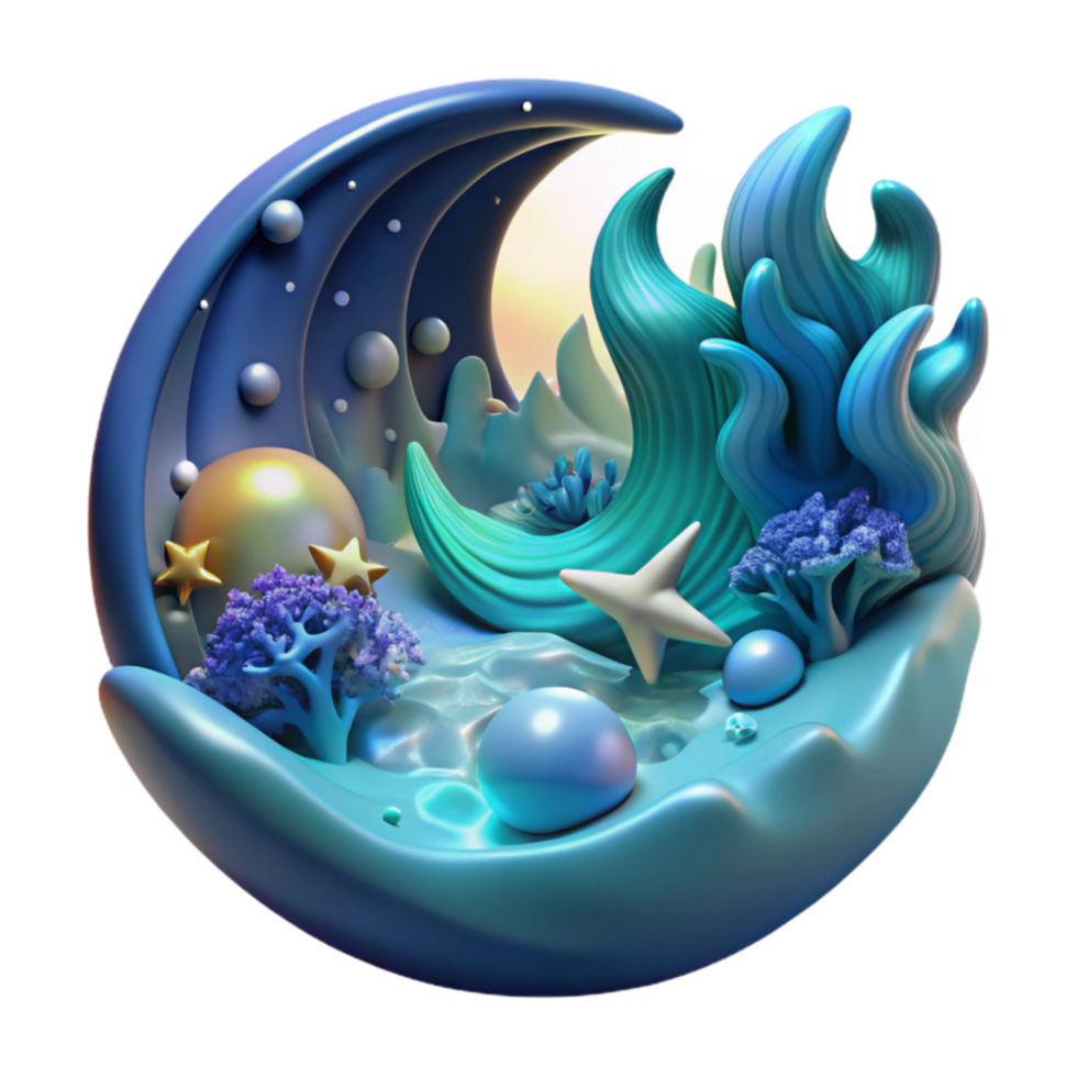 Ocean Wave Abstract 3D Render png