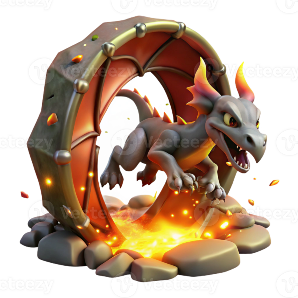 Fiery Dragon Leaps Through Ring of Fire png