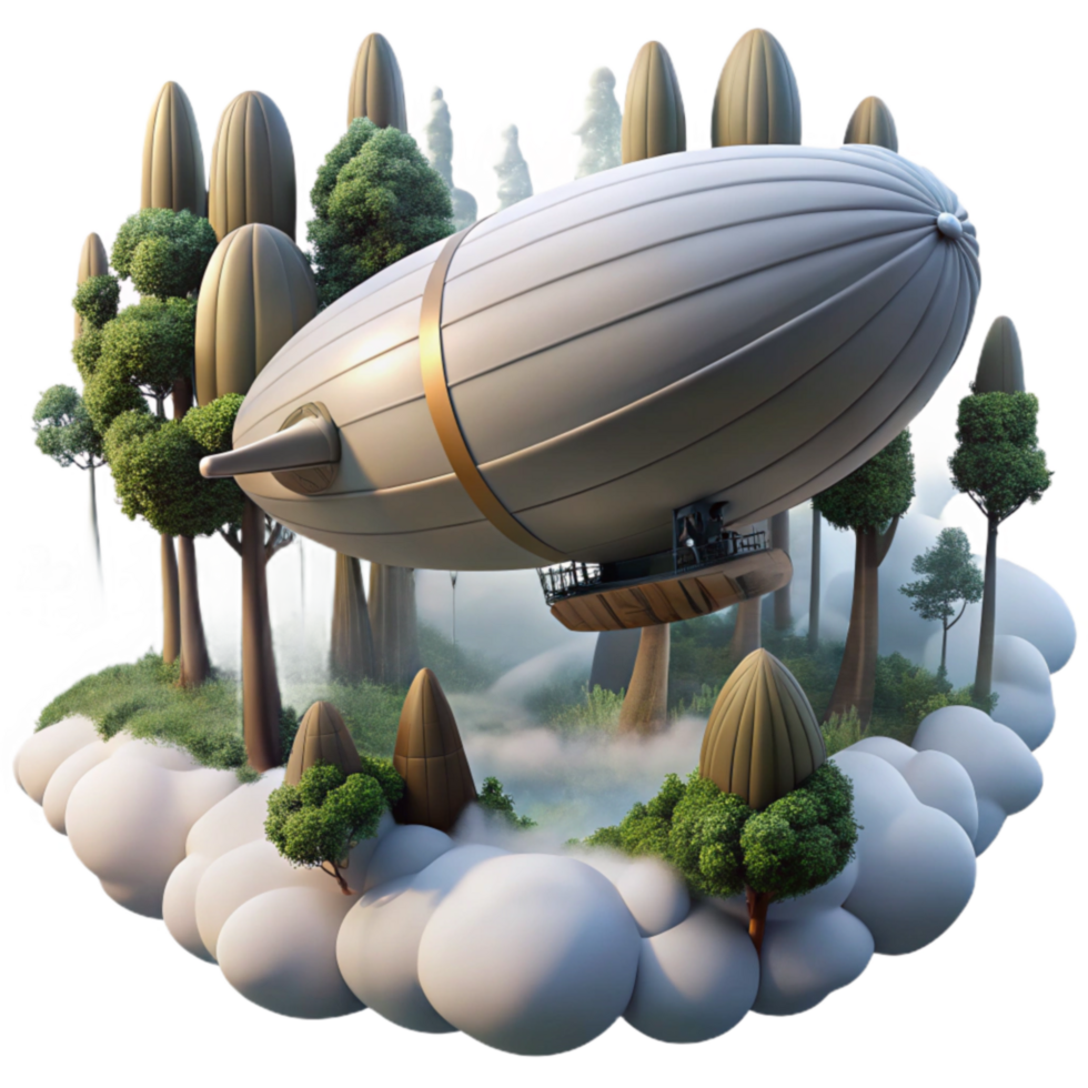 Airship Over Misty Forest Fantasy Flight png