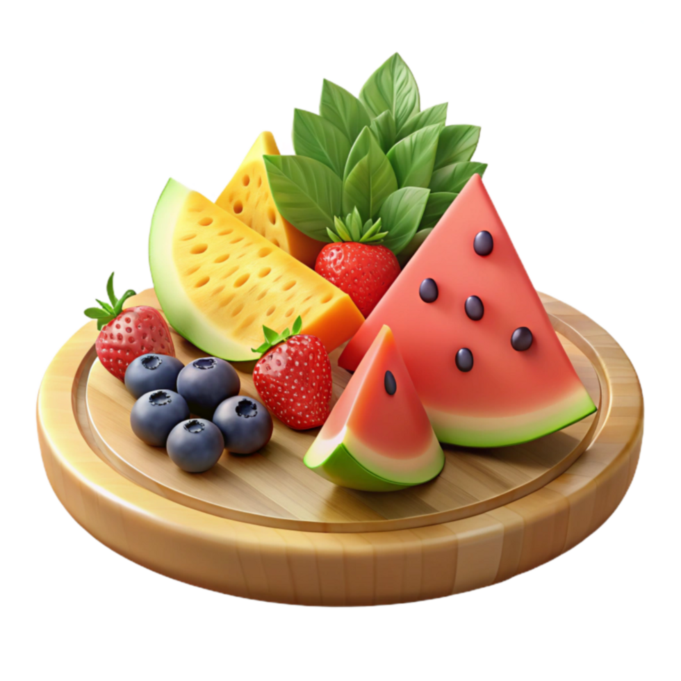 Summer Fruit Platter Watermelon, Strawberries, and Blueberries png