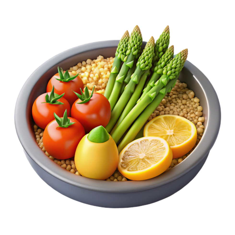 Healthy Bowl Couscous, Asparagus, Tomatoes, Lemons png
