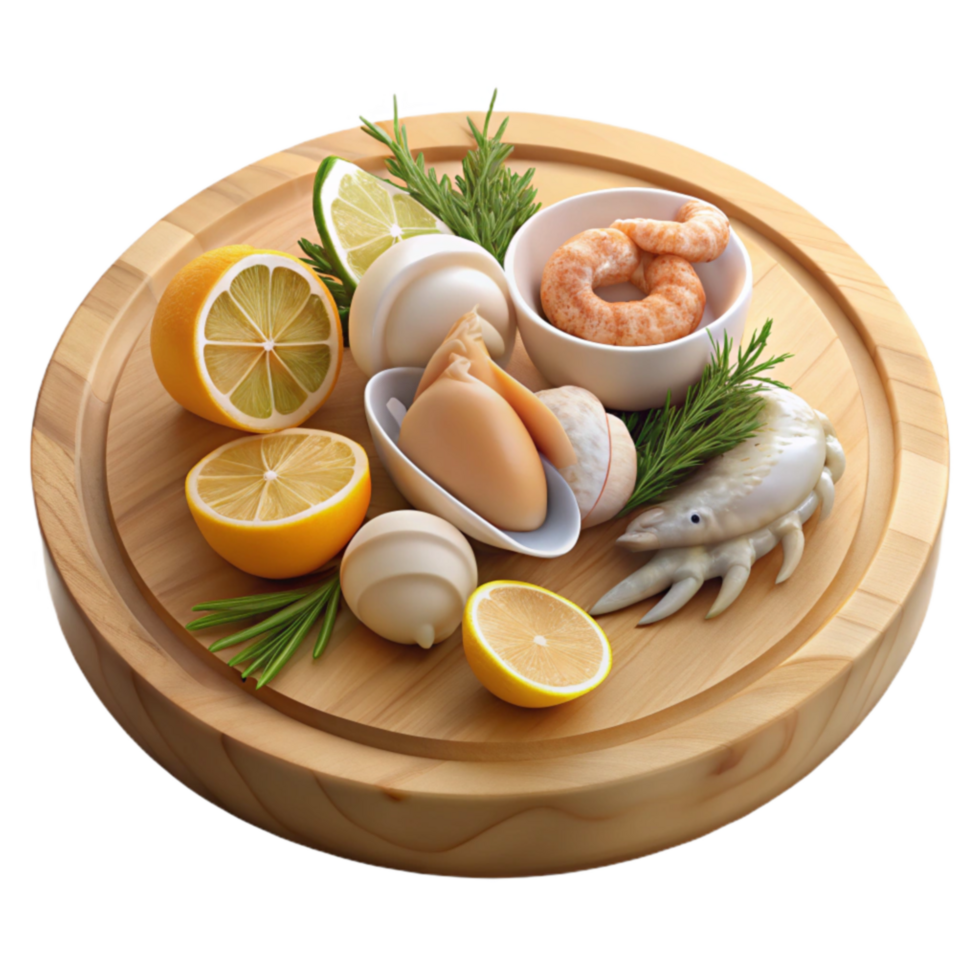 Seafood Platter Shrimp, Clams, Lemons, and Herbs png
