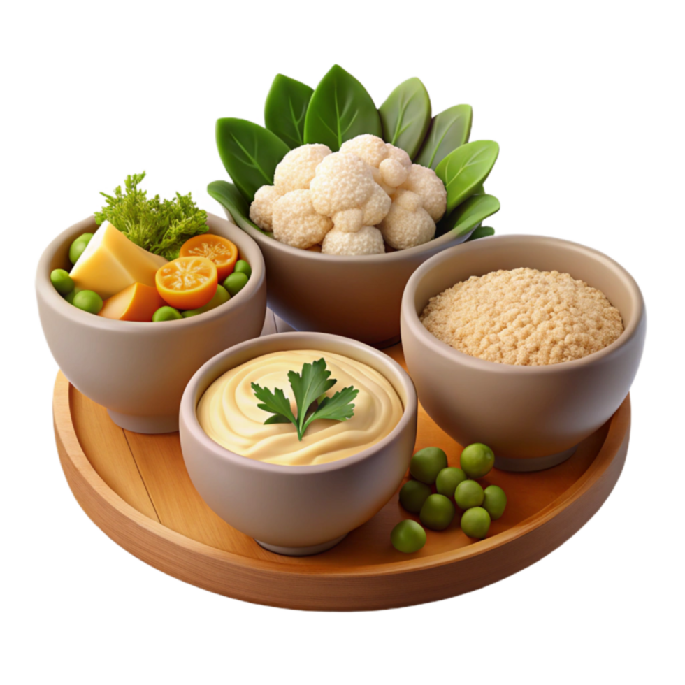Healthy Meal Prep Cauliflower, Peas, and Creamy Sauce png