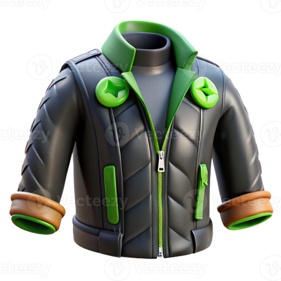 Stylized Green and Black Leather Jacket png