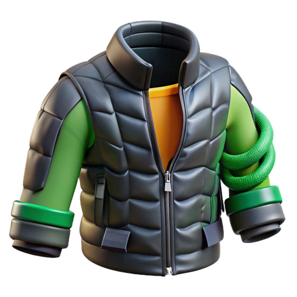 Futuristic Padded Jacket Green Black Design png