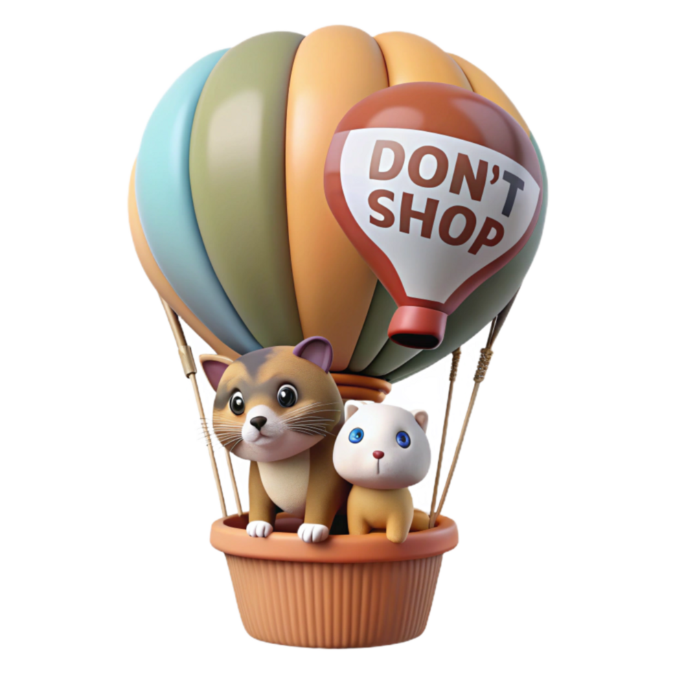 Cats in Hot Air Balloon Don t Shop png