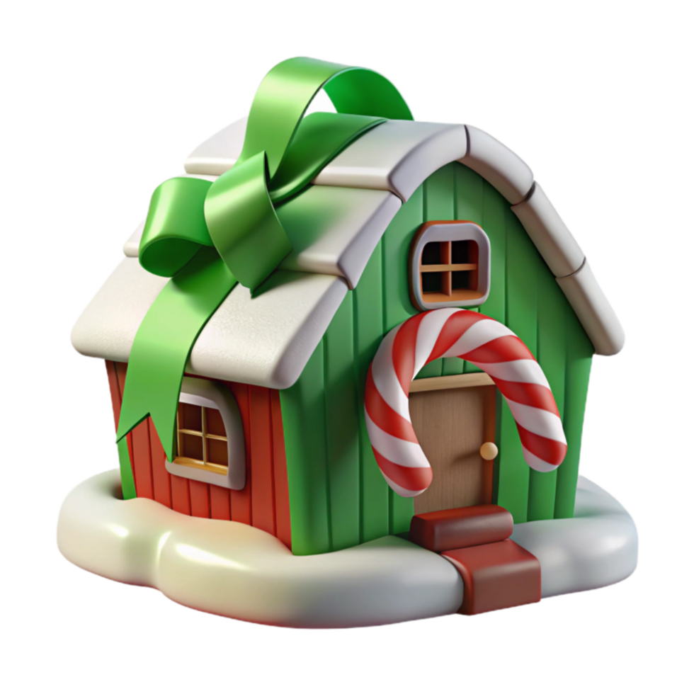 Holiday House Festive 3D Render of Gift-Wrapped Home png
