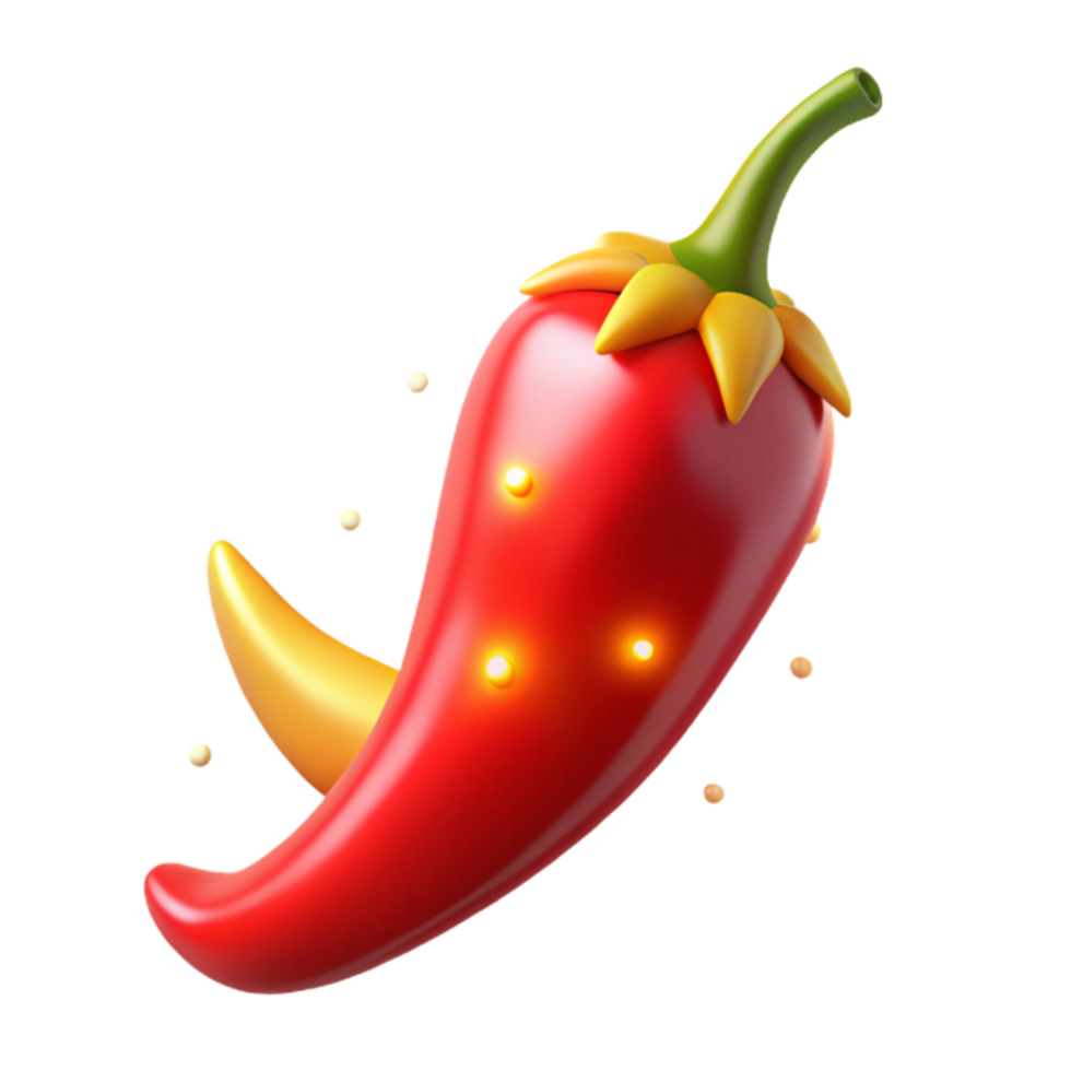 Spicy Red Chili Pepper 3D Render png