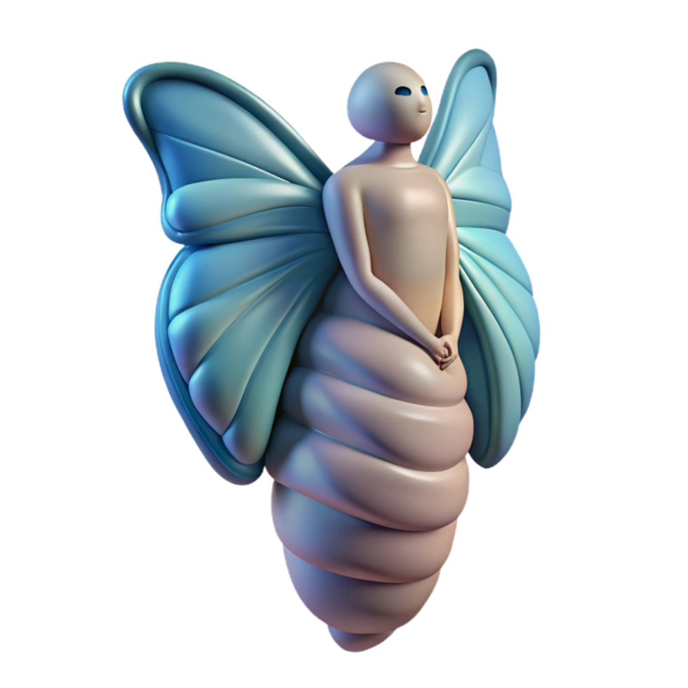Serene Butterfly Being 3D Render of Abstract Creature png