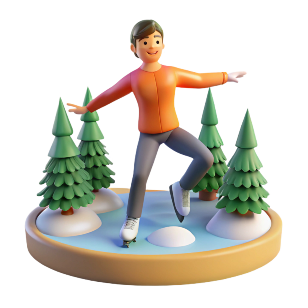 Winter Fun Ice Skating in the Snowy Forest png