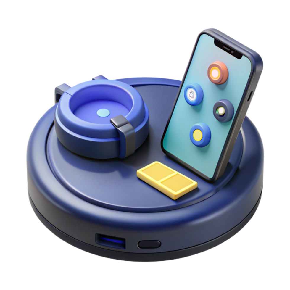 Smart Home Hub Wireless Charging, App Control, and Device Integration png