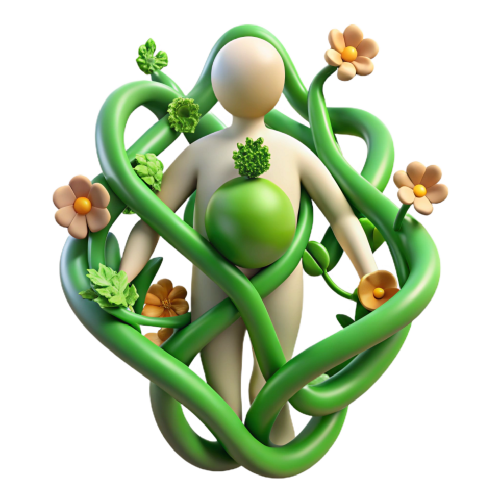 Humanity s Symbiosis with Nature A 3D Render png