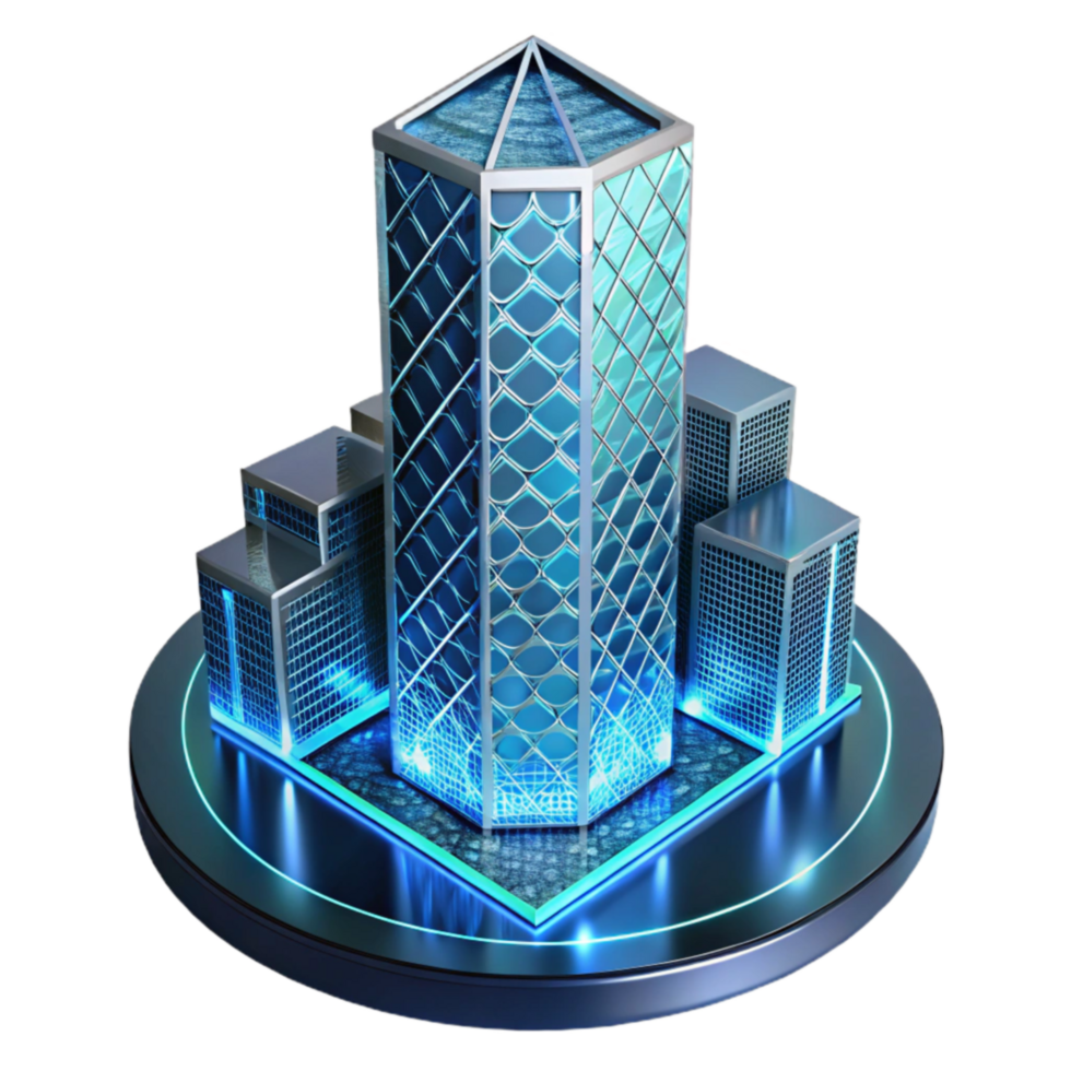 Futuristic Cityscape Illuminated Skyscrapers and Urban Design png