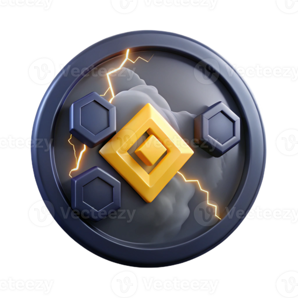 Decentralized Finance Hexagon, Square, and Lightning Bolt Crypto Token png