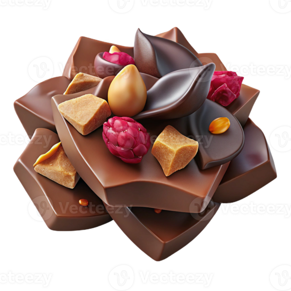 Milk Chocolate with Caramel, Raspberry, and Dark Chocolate png