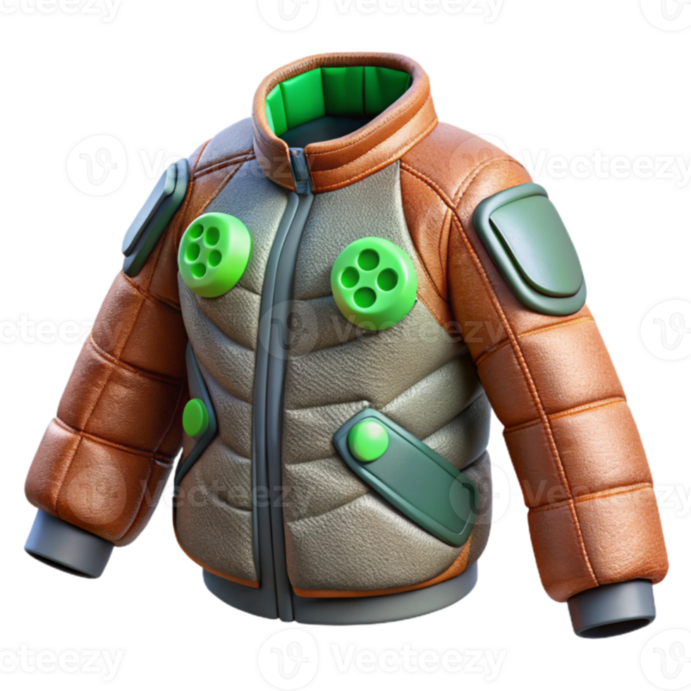 Futuristic Puffer Jacket Styled Winter Apparel png