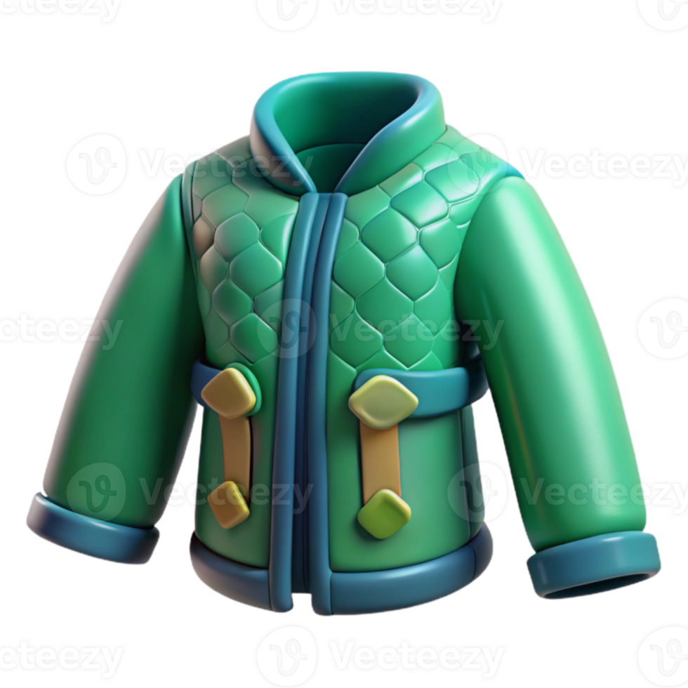 3D Render of Green Quilted Jacket png