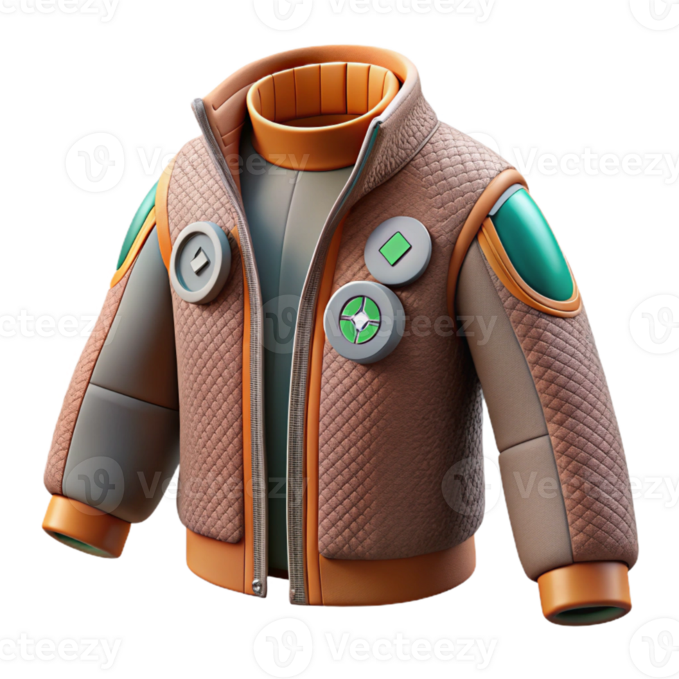 Futuristic Quilted Jacket 3D Render of Modern Apparel png