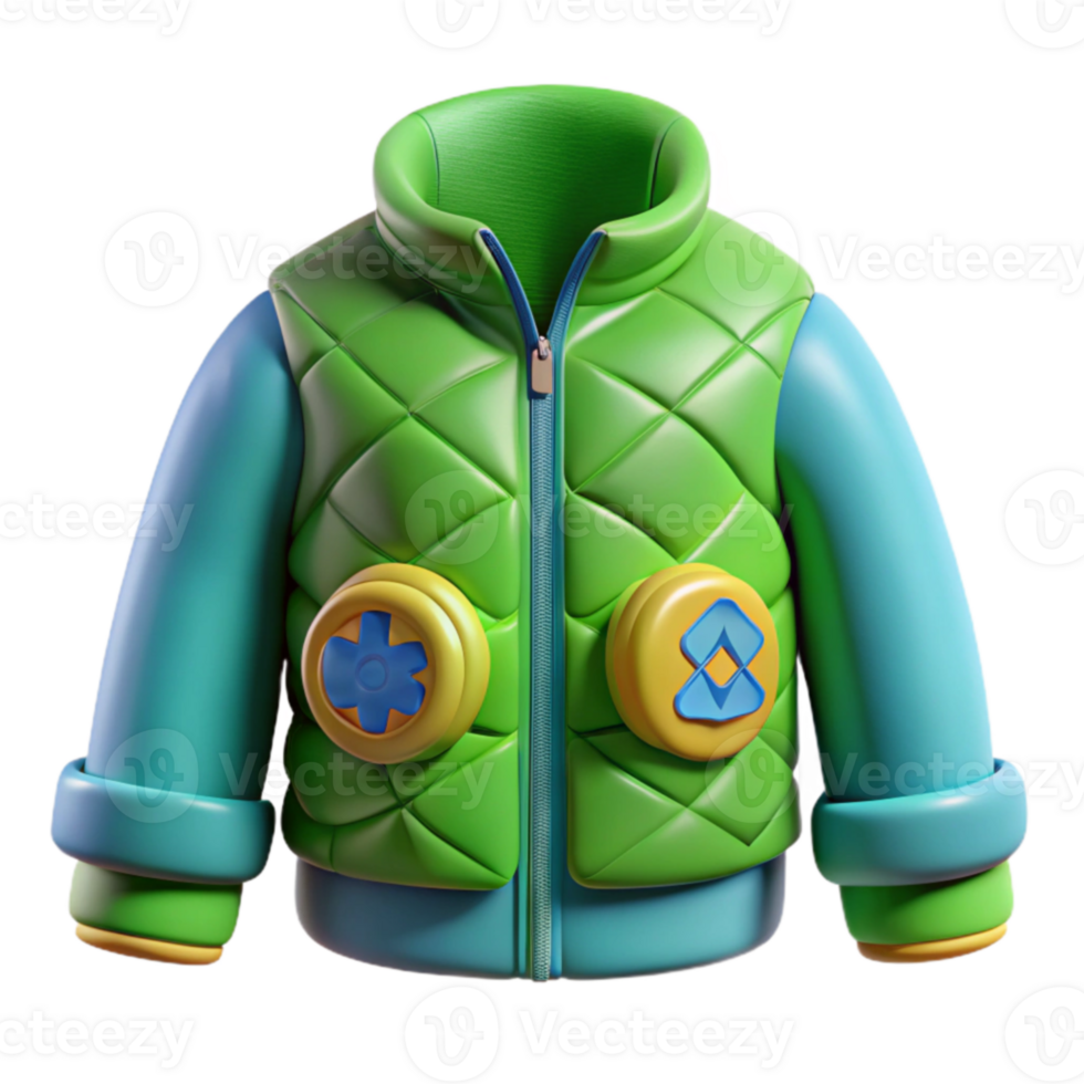 Cute Quilted Jacket 3D Render of Child s Winter Coat png