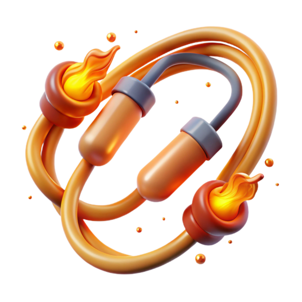 Fiery Jump Rope Exercise, Fitness, Workout, Energy, 3D Render, Sport, Active, Dynamic, Fun, Health png