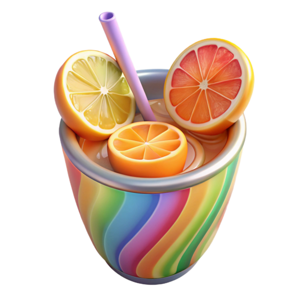 Rainbow Citrus Drink Refreshing Summer Beverage png