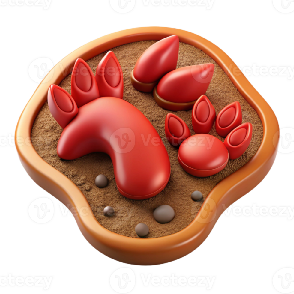 Red Footprints and Paw Prints in Sand png