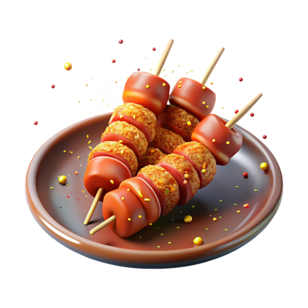 Savory Snack Skewers Crispy Bites Sweet Glaze png