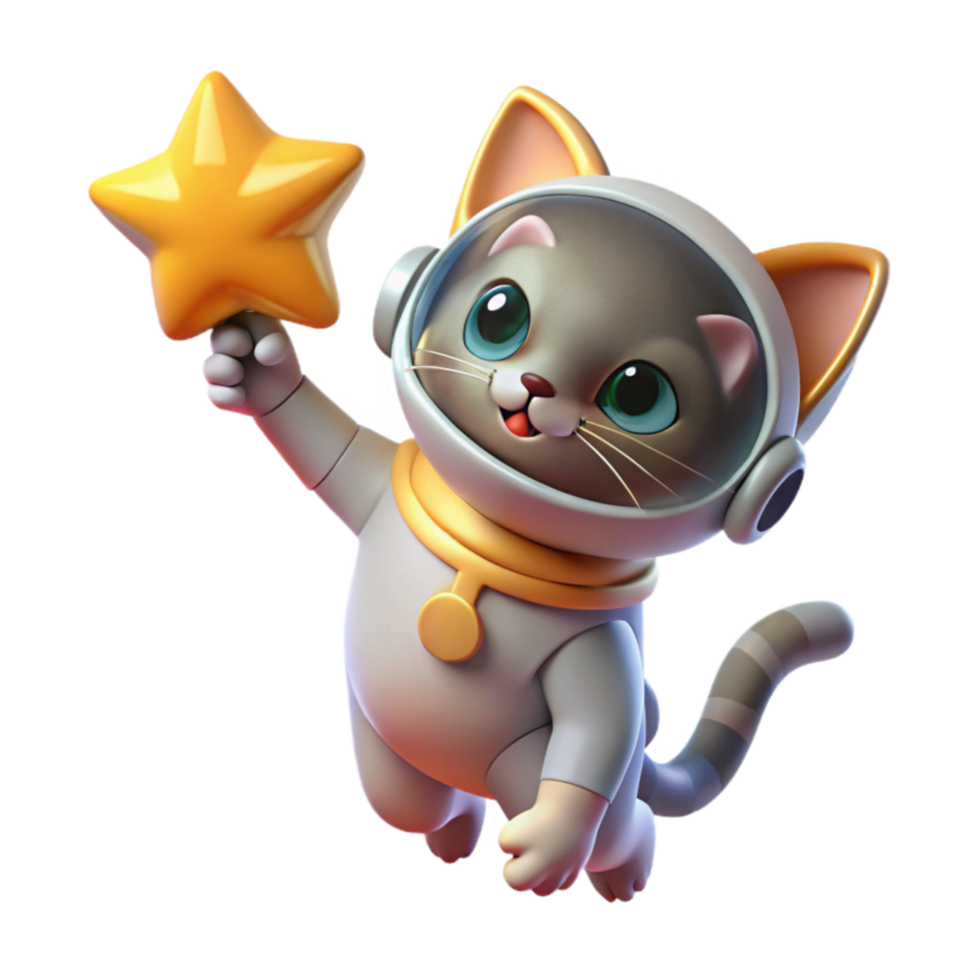 Adorable Astronaut Cat in Space png