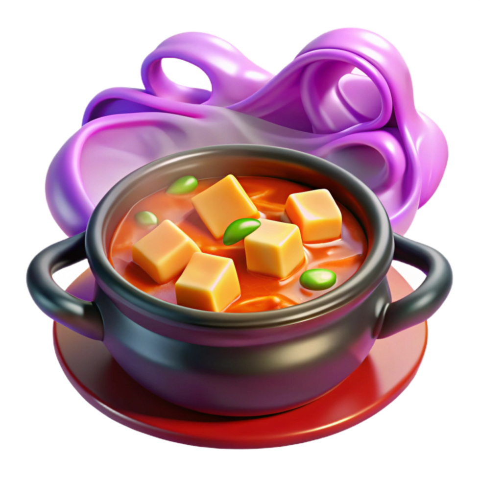 Steaming Tofu Soup in a Pot png