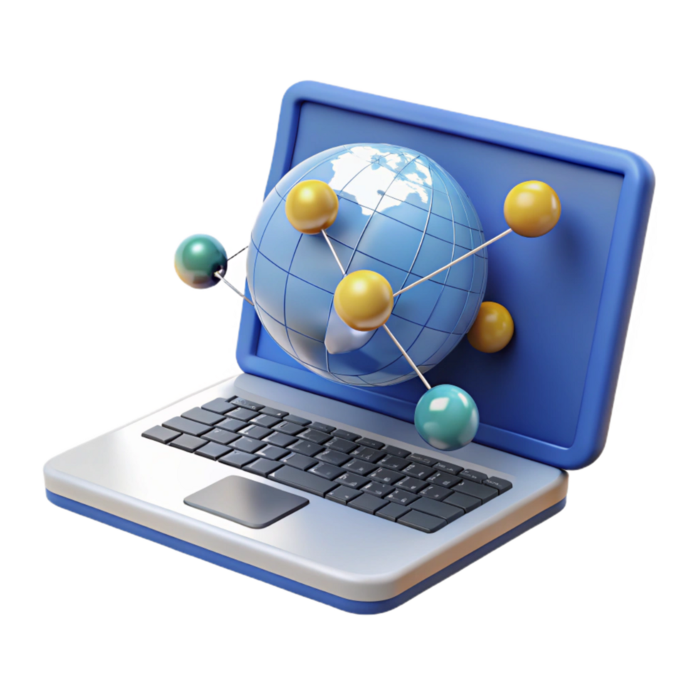Global Network Connectivity Laptop World Visualization png
