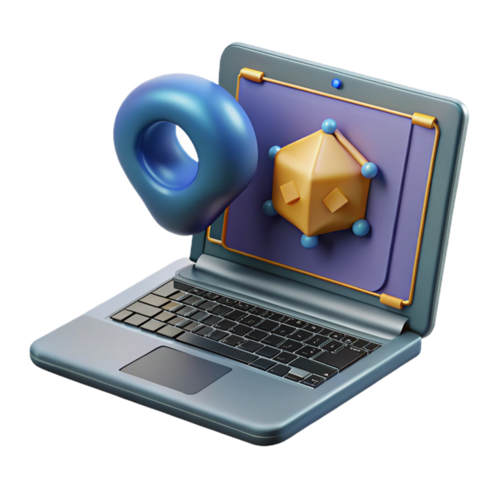 3D Modeling Software Laptop, Geometric Shapes, Digital Design png
