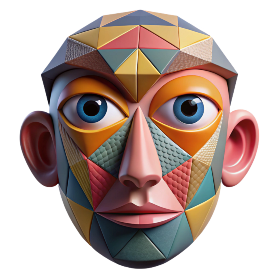 Geometric Face Abstract Colorful 3D Art png