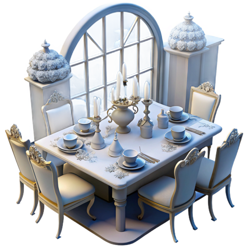 Elegant Dining Room Table Setting with Candles and Window View png