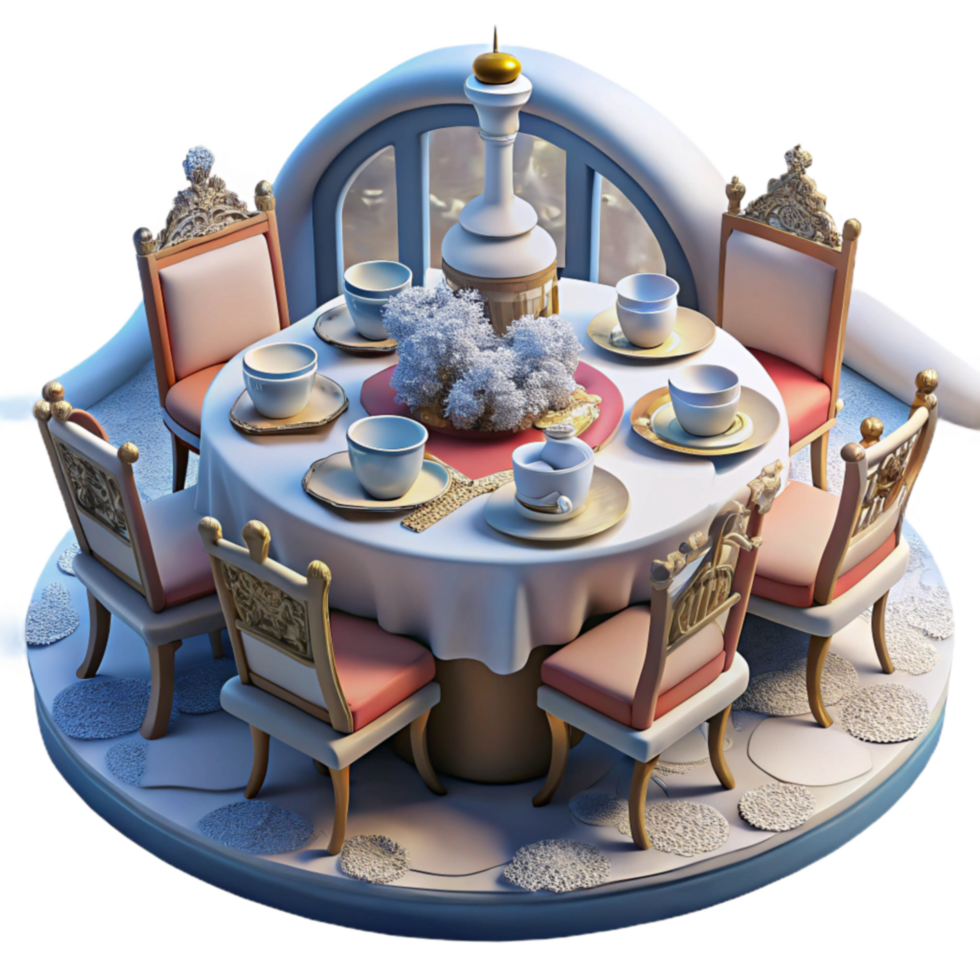 Elegant Table Setting with Ornate Chairs png