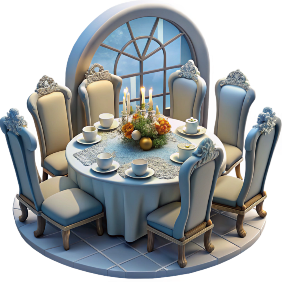 Elegant Dining Room Scenic View, Candlelit Table Setting png