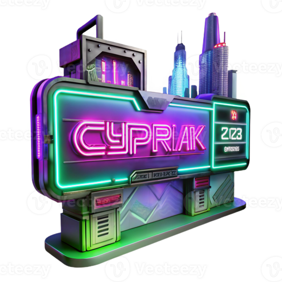 Neon Cityscape Cyberpunk 2077-Inspired Digital Art png