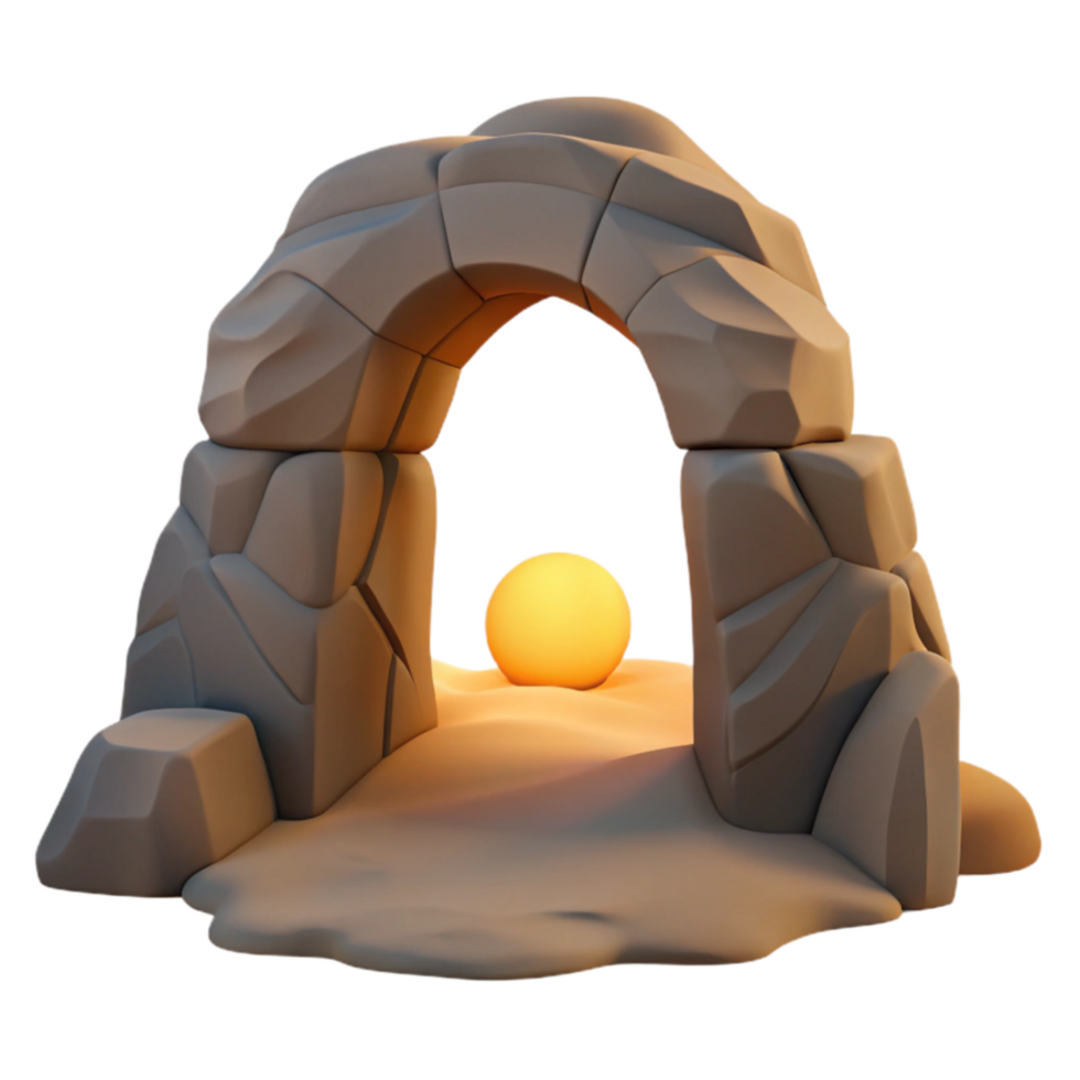Stone Archway, Glowing Orb, Desert Scene, 3D Render png