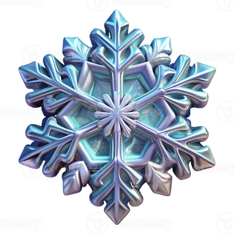 Intricate Iridescent Snowflake A 3D Render png