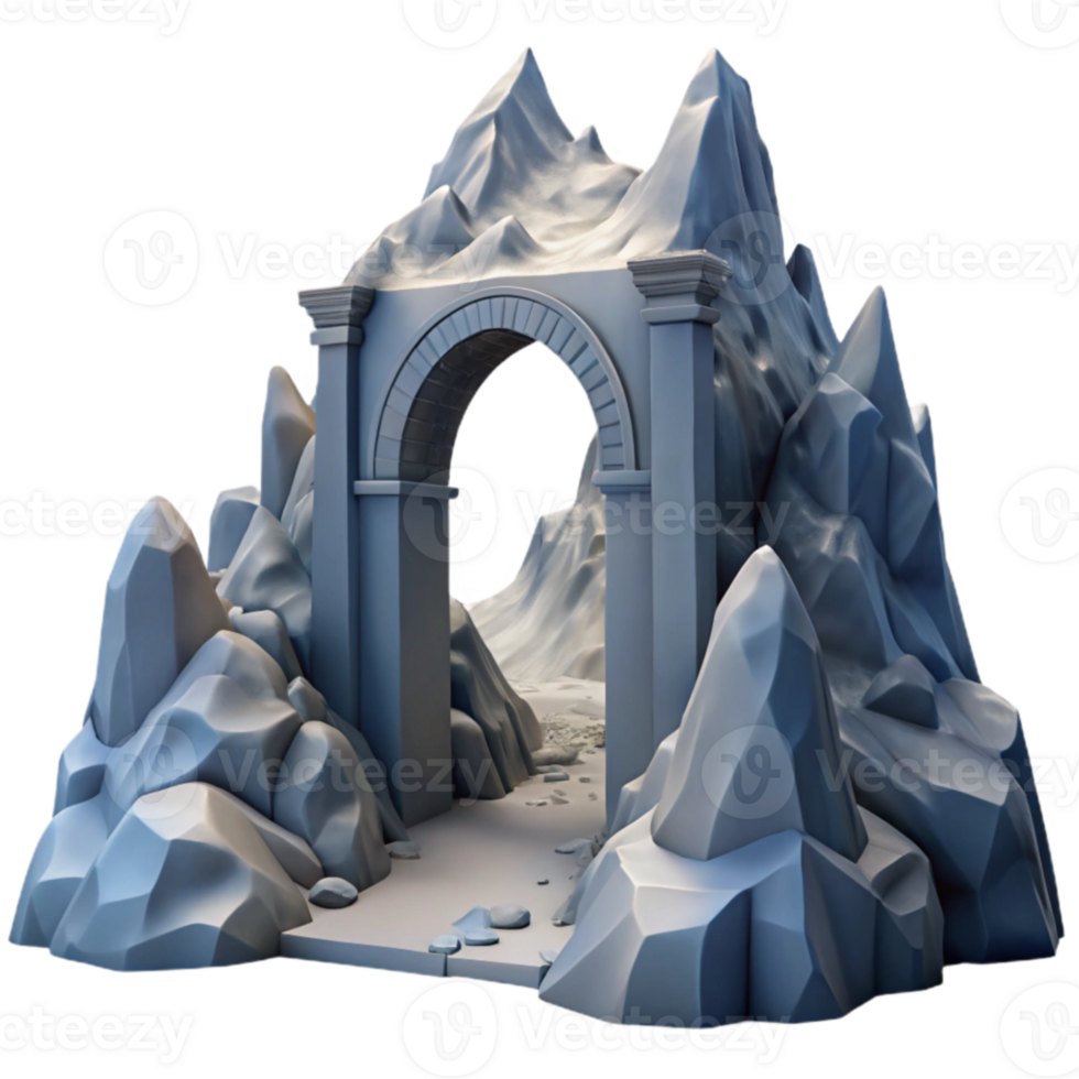 Mountain Archway 3D Model of Stone Arch in Rocky Terrain png