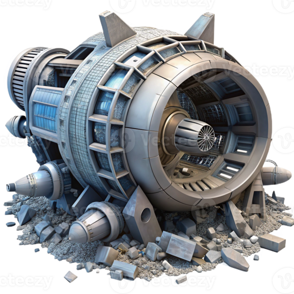 Cratered Spaceship Futuristic Engine Wreckage png