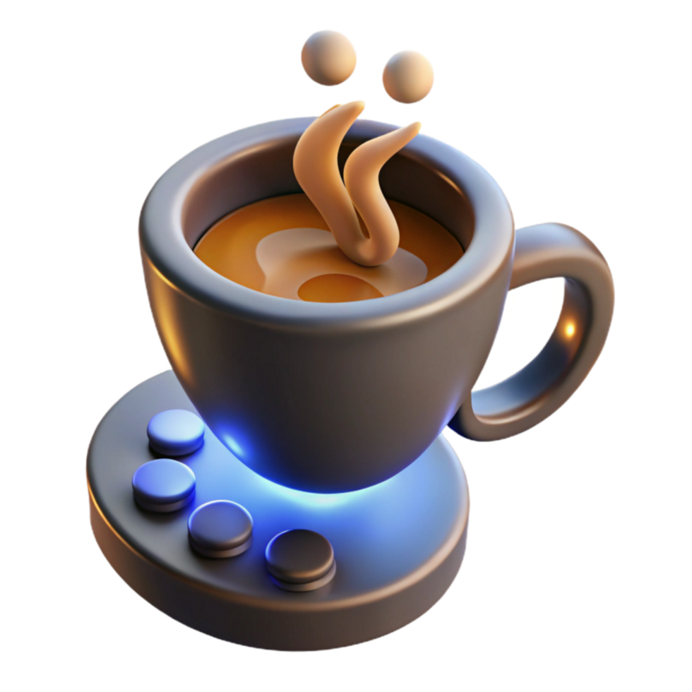 Gaming Coffee Cup 3D Render of Steaming Coffee on a Controller png