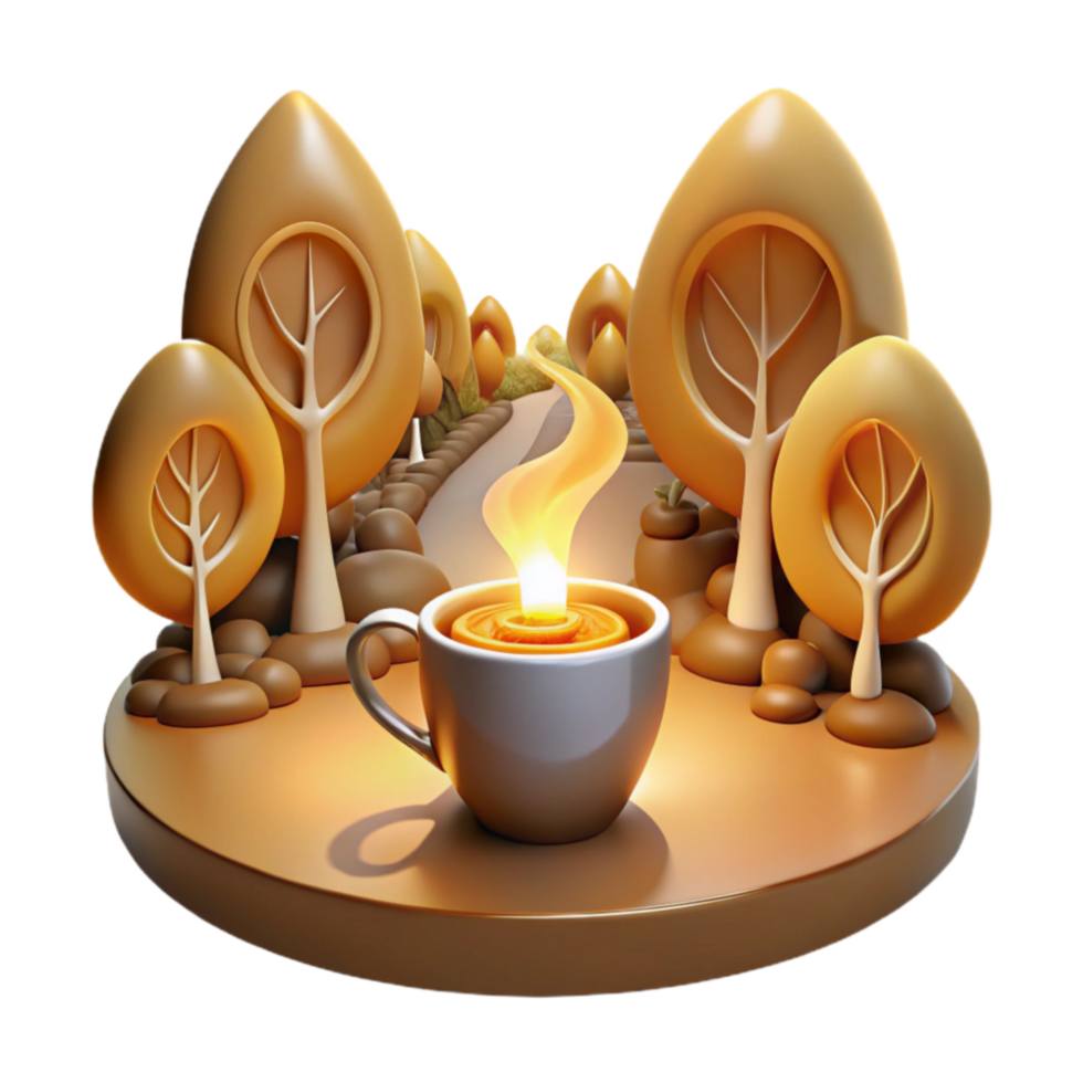 Autumnal Candlelit Path Cozy Coffee Break png