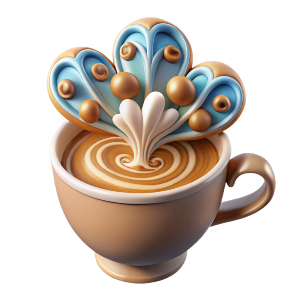 Whipped Cream Coffee Art Swirl Design with Candy png