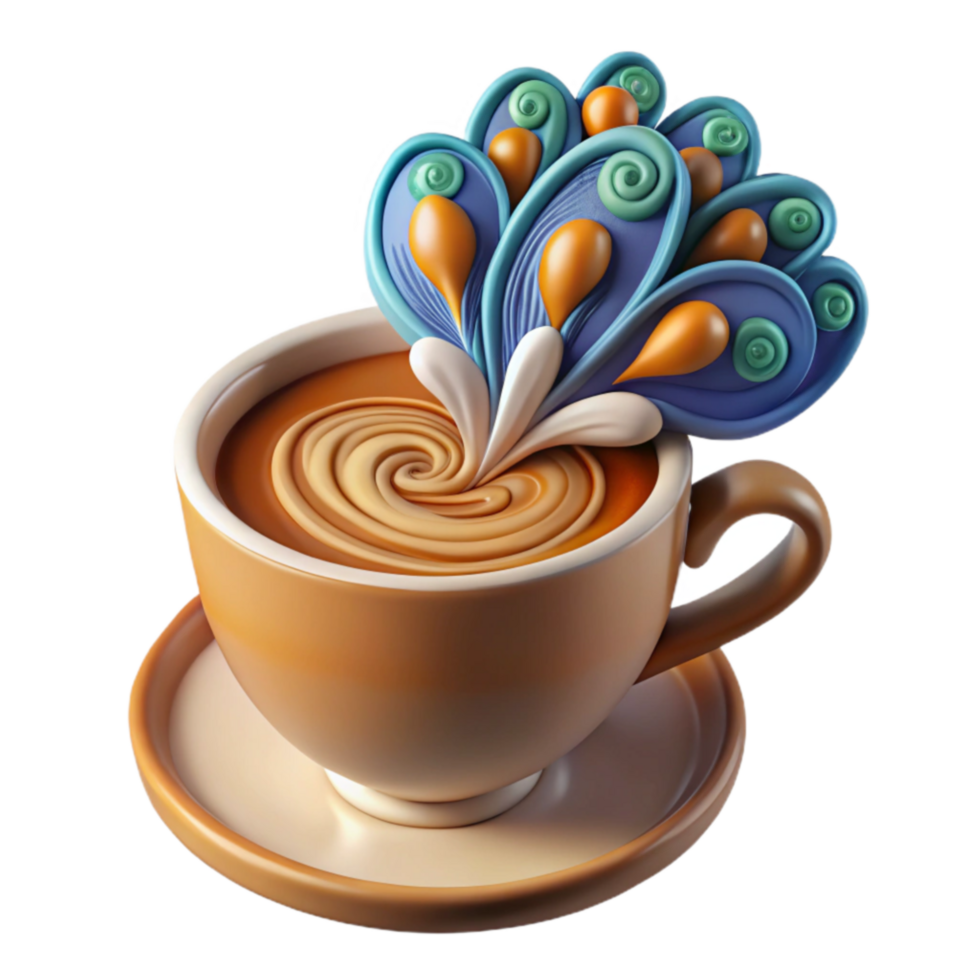 Whimsical Coffee Creamy Swirl Artistic Design png