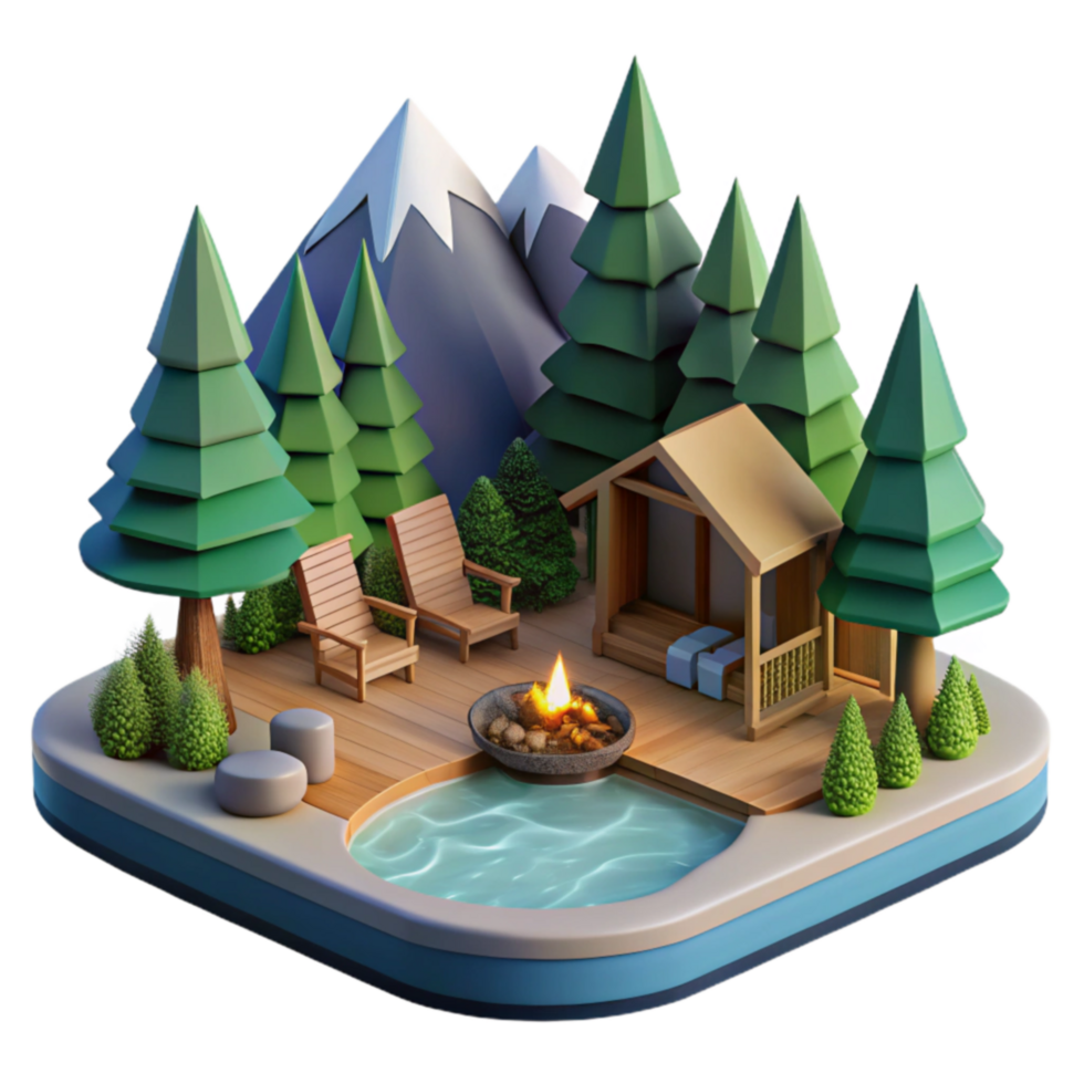 Serene Mountain Cabin Retreat Fire Pit, Pool, Forest View png
